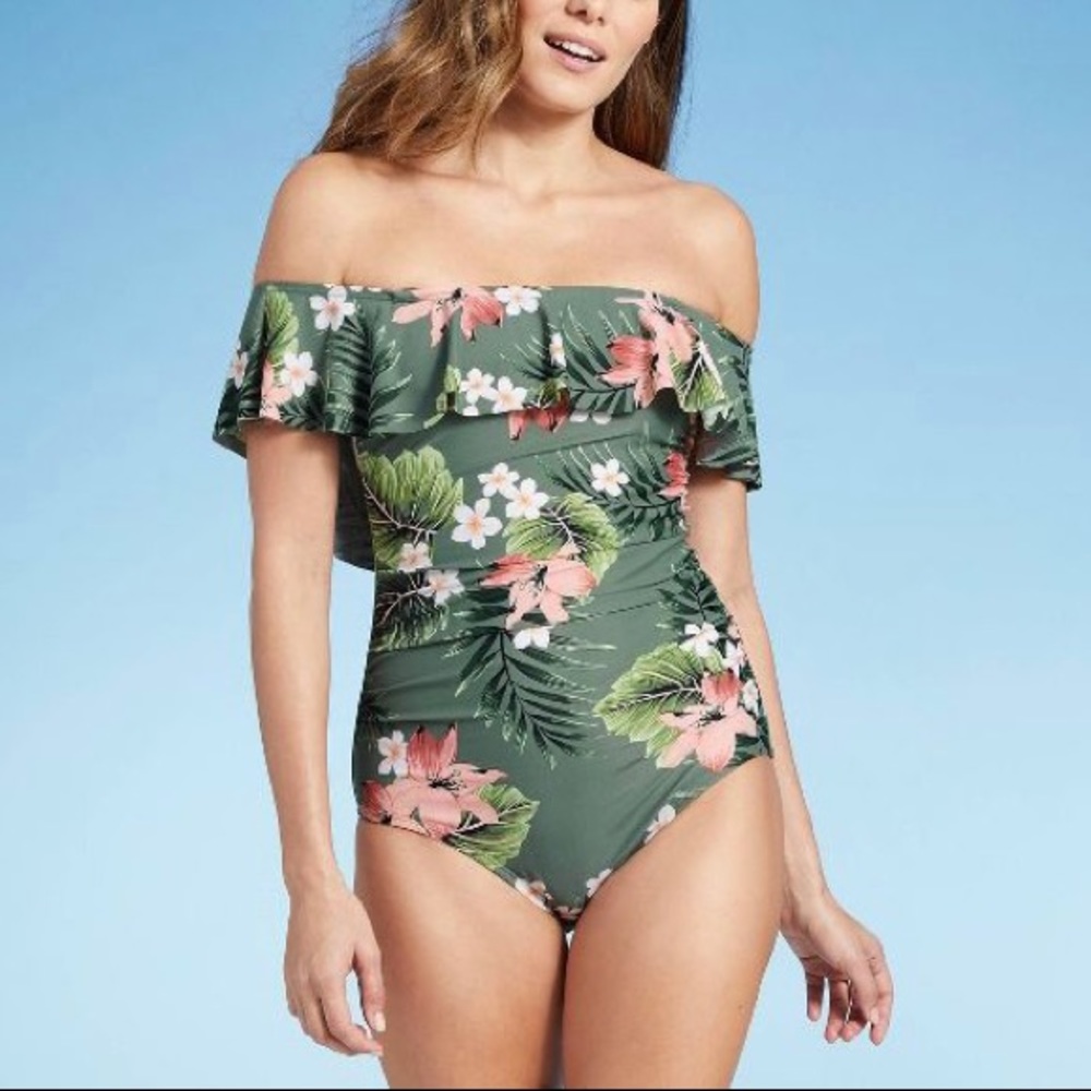 Kona Sol™ Women's Off the Shoulder Flounce High Coverage One Piece Swimsuit